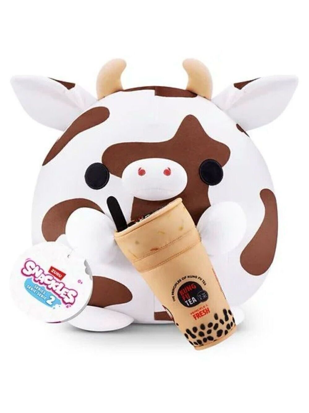 NWT ZURU Snackles Series 2 White Brown Bubble Fu Tea Cow Plush Soft Collection